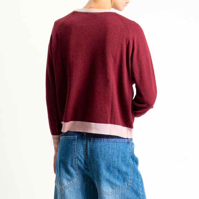 Zeroassoluto-Maglia misto cashmere - casha/vino/rosa