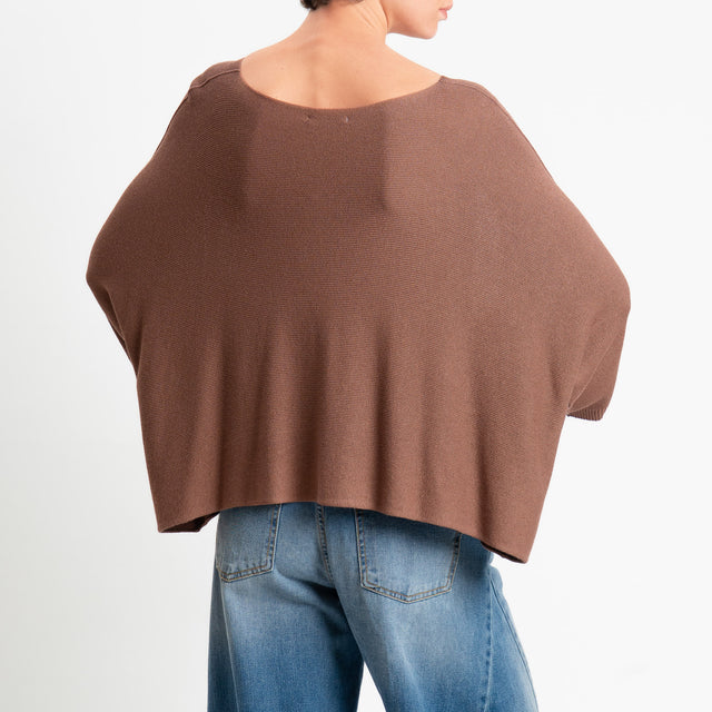 Zeroassoluto-Maglia a scatola scollo barca manica - sughero