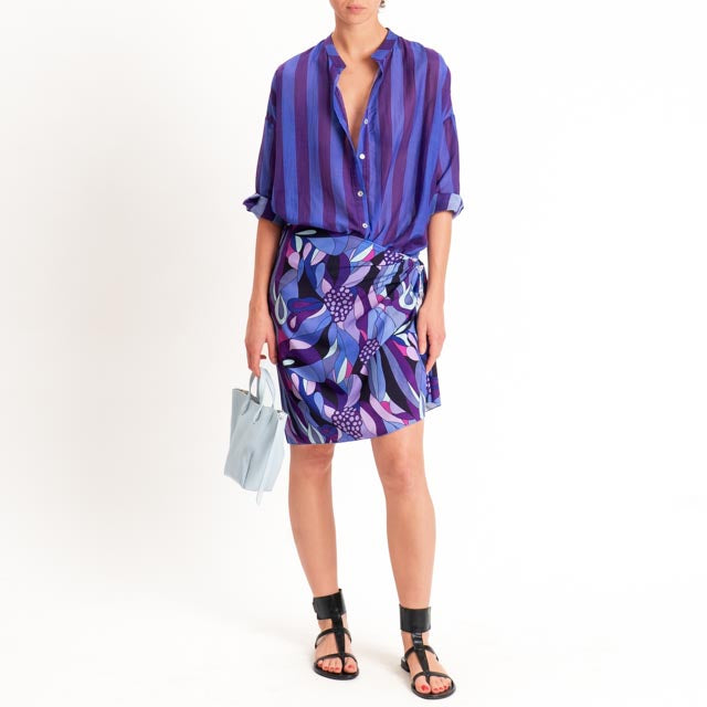 Zeroassoluto-Gonna corta pareo fantasia optical - viola/acqua/lilla