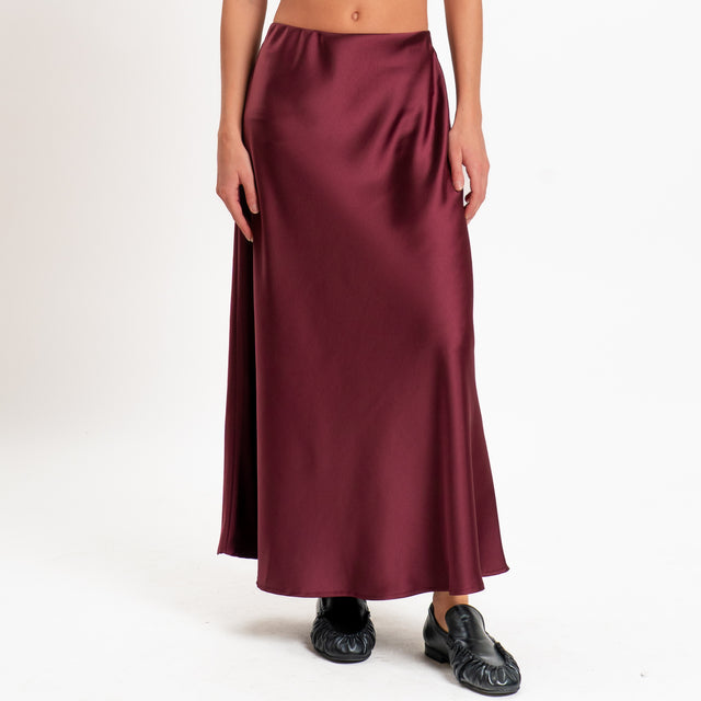 Tensione in-Gonna satin elastico in vita - vino