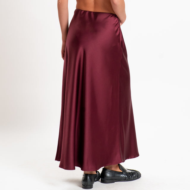 Tensione in-Gonna satin elastico in vita - vino