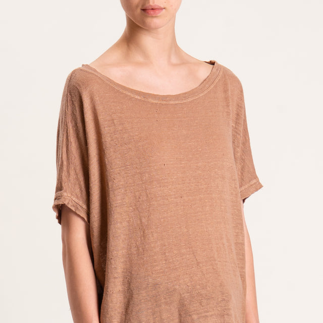Zeroassoluto-T-shirt scatola in lino - biscotto