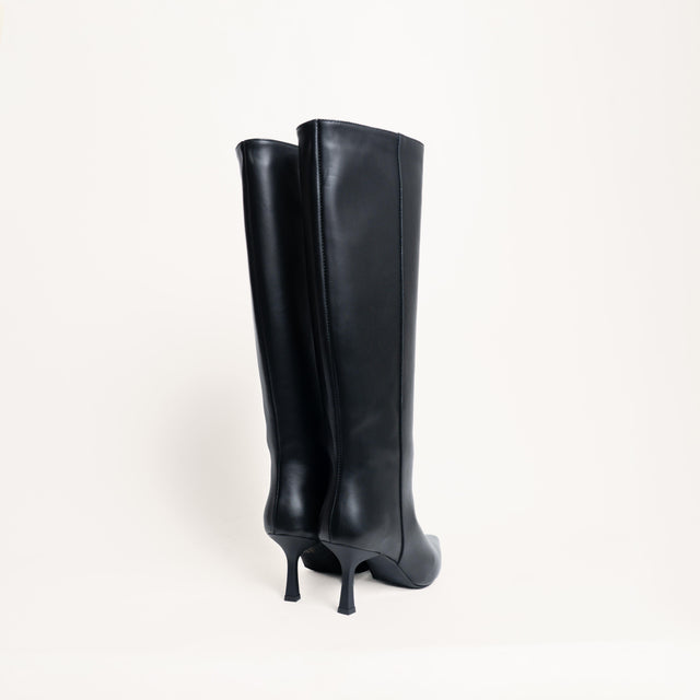 Ovyè-Stivale alto con tacco in pelle - nero