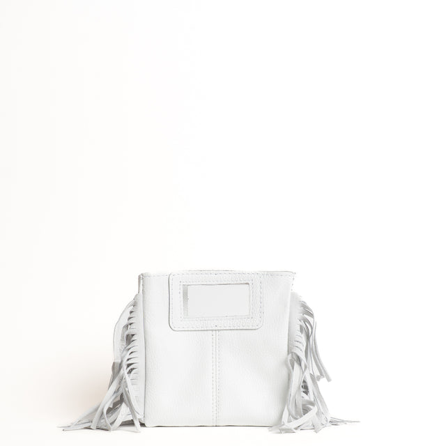 W by Whitemood-Mini borsa a mano con frange laterali - latte