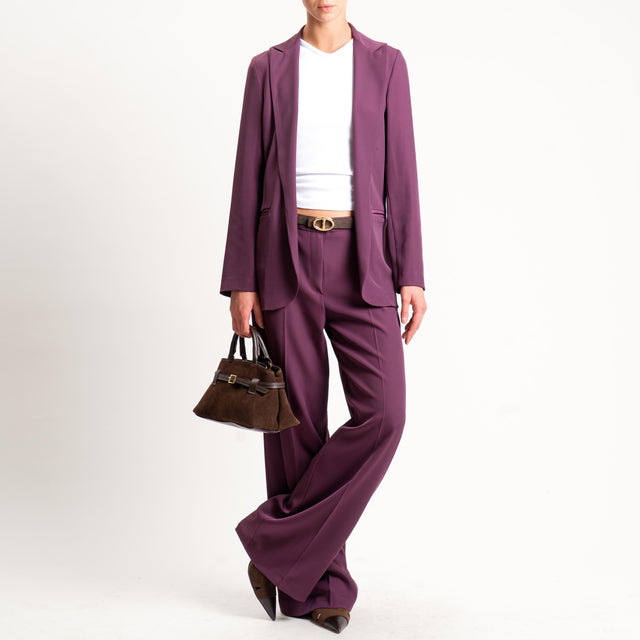 Zeroassoluto-Pantalone BERYL palazzo tessuto fluido - barolo