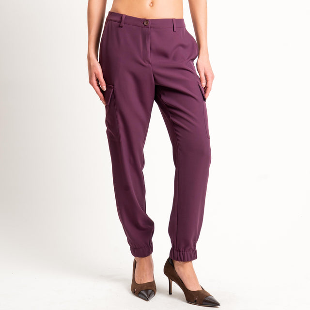 Zeroassoluto-Pantalone BEAUTY cargo tessuto fluido - barolo