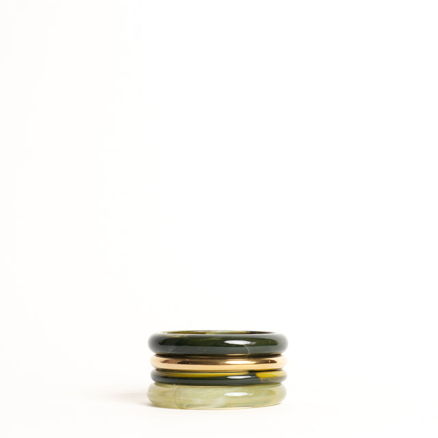 W by Whitemood-Set 4 bracciali rigidi - verde/gold