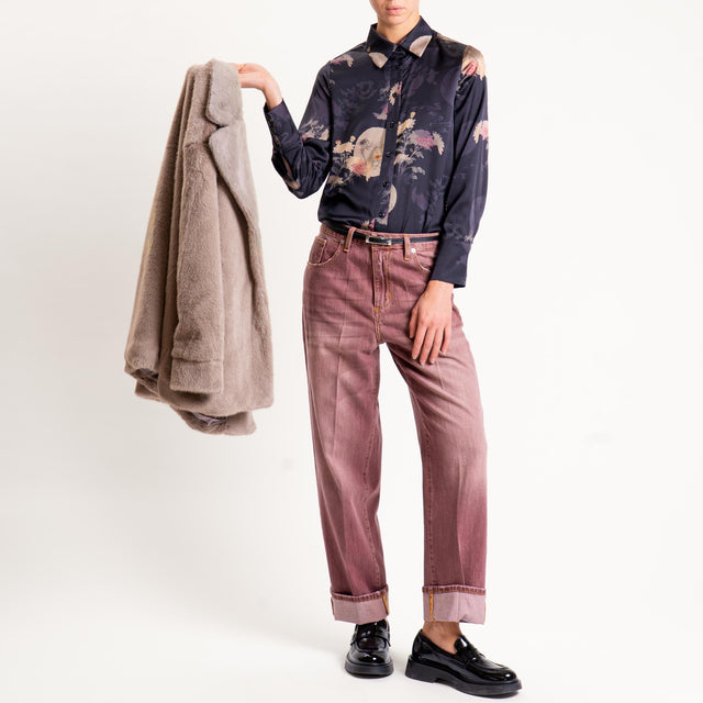 Haveone-Jeans MANDY straight con risvolto - Bordeaux