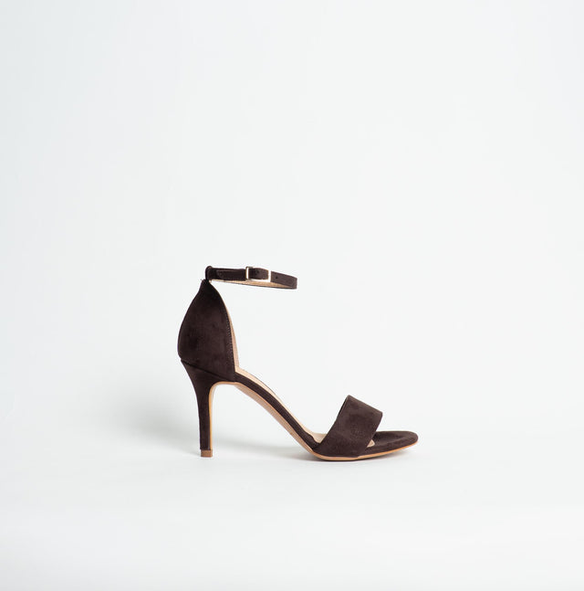 Ovyè- Sandalo con tacco in camoscio - moro