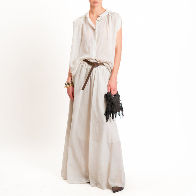 Haveone-Camicia smanicata mussola tie dye - beige