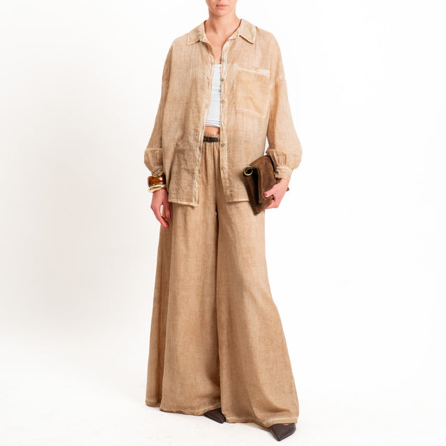 Haveone-Camicia mussola tie dye - nocciola