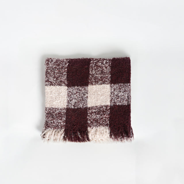 Vicolo-Sciarpa quadri misto lana - vino/taupe