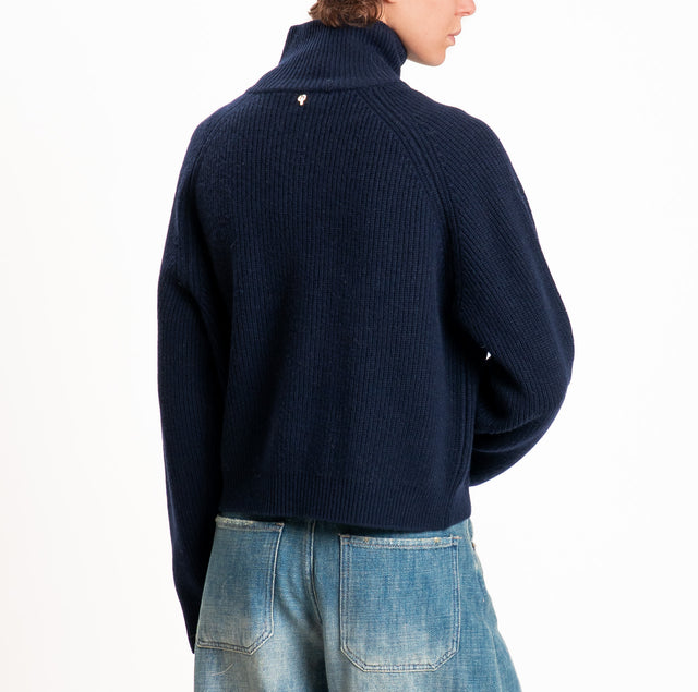 Philia loft-Maglia 100% LANA a coste - blu