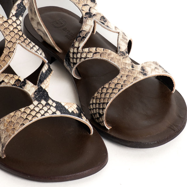 Divine Follie-Sandalo gladiatore stampa pitonata - beige/nero