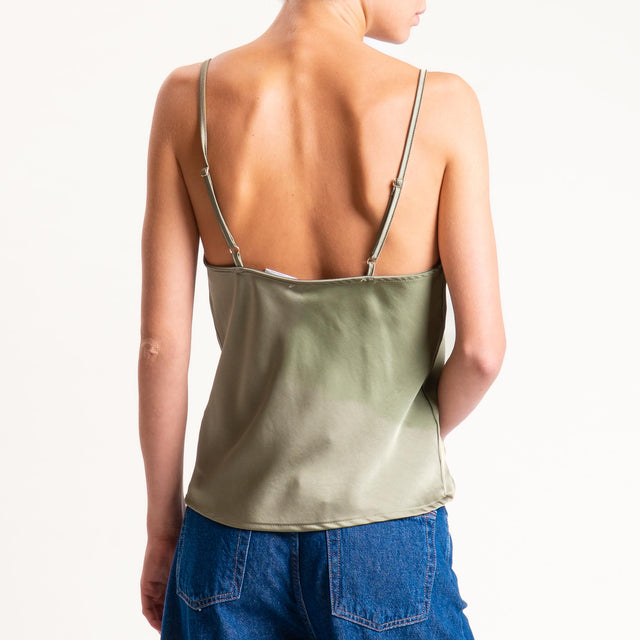 Tensione in-Top satin con pizzo - militare