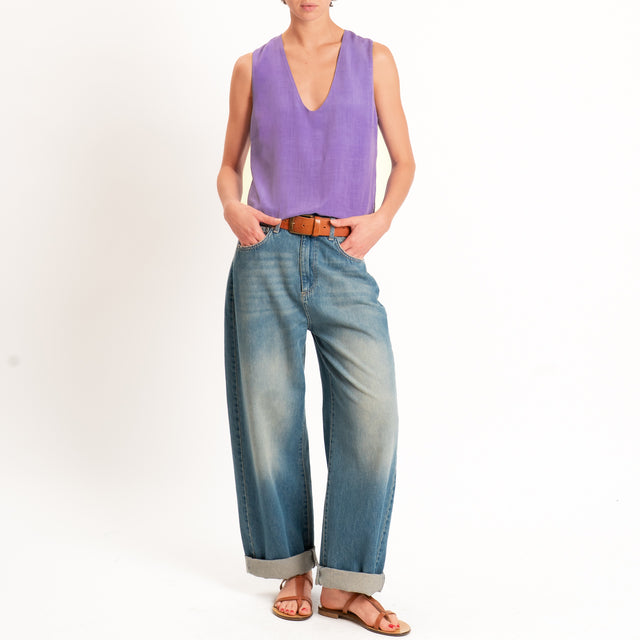 Zeroassoluto-Top scollo a v - glicine