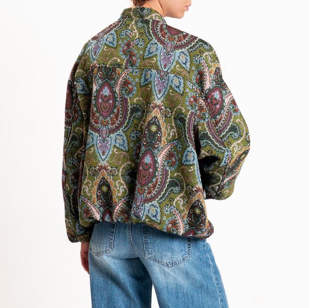 Vicolo-Bomber fantasia cashmere - militare/vino/celeste