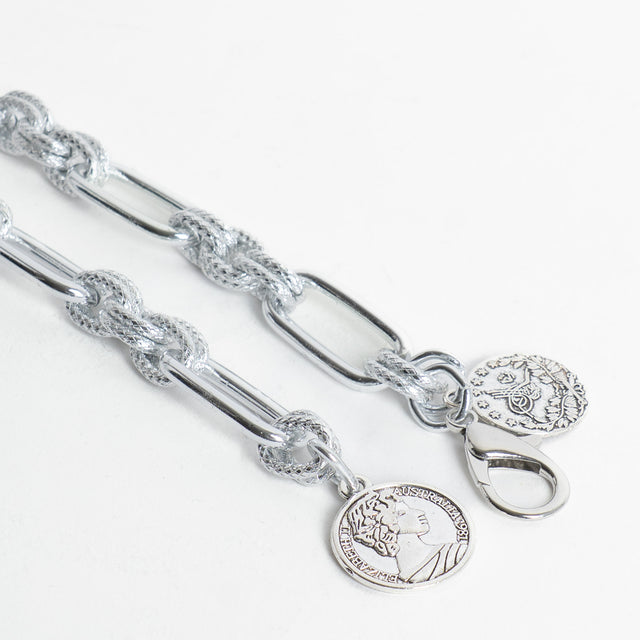 W by Whitemood- Collana catene miste con moneta - silver