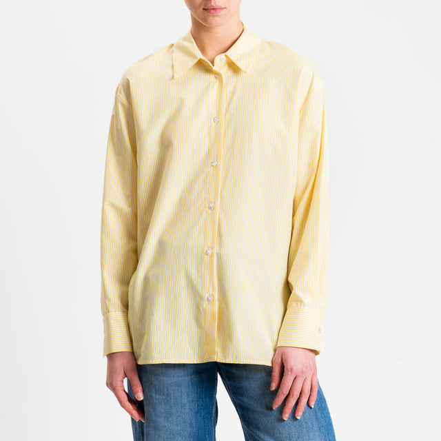 Tensione in-Camicia in cotone - righe fine giallo/bianco