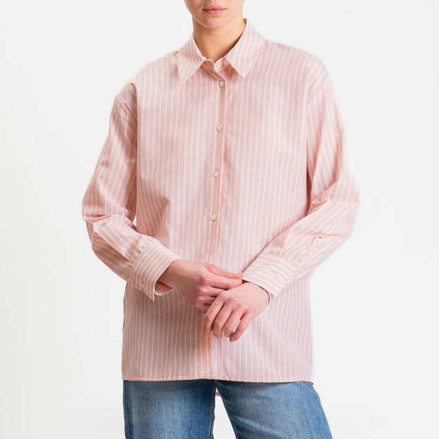 Tensione in-Camicia in cotone - righe rosa/burro