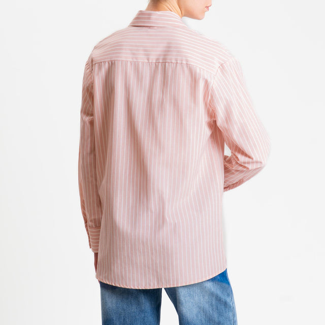 Tensione in-Camicia in cotone - righe rosa/burro