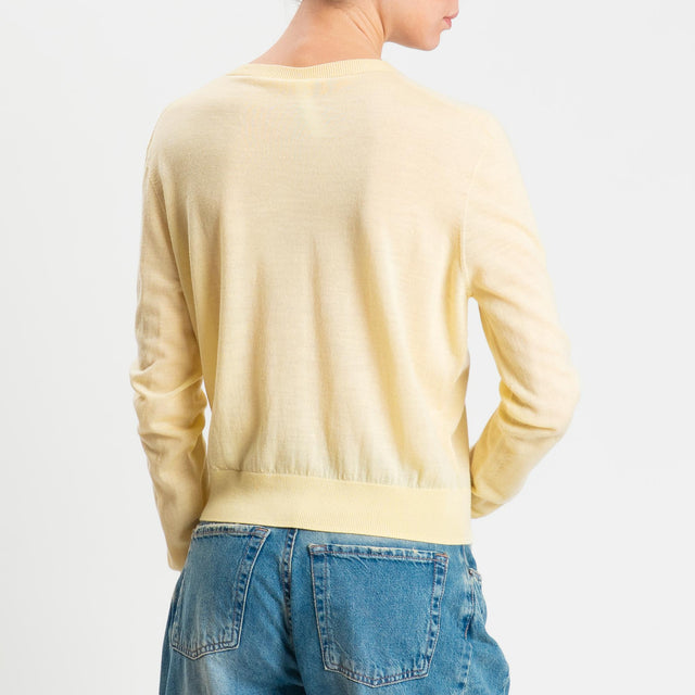Tensione in-Cardigan rebecchina 100% LANA MERINO - giallo