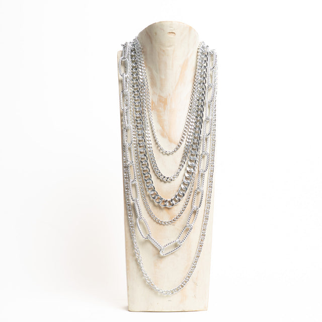 W by Whitemood-Collana catene 6 giri - silver