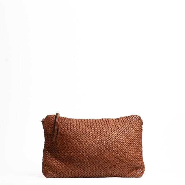 W by Whitemood-Maxi pochette intrecciata - cuoio