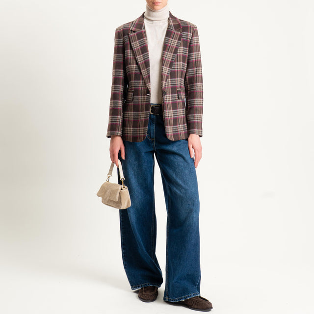 Tensione in-Giacca check in flanella - moro/malva/latte