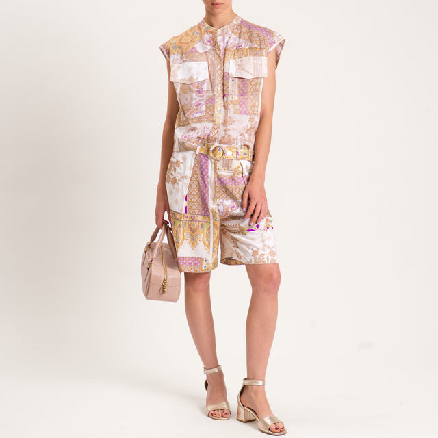 Tensione in-Camicia mussola fantasia con tasche - sand/lilla/biscotto