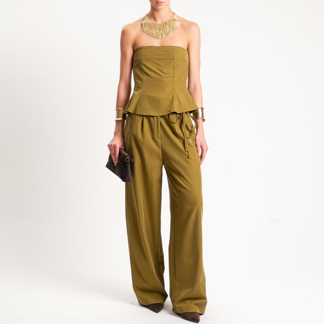 Dixie-Pantalone wide leg con pinces - olio