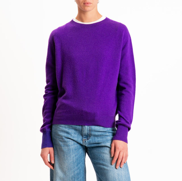 Tensione in-Maglia girocollo 100% LANA SOFT - viola