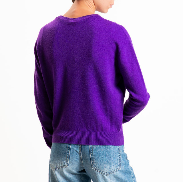 Tensione in-Maglia girocollo 100% LANA SOFT - viola