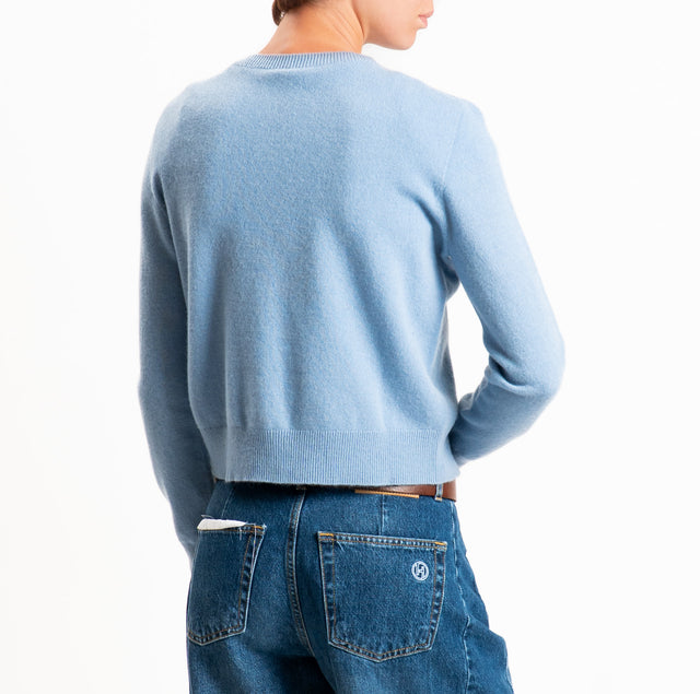 Tensione in-Cardigan 100% LANA SOFT - celeste