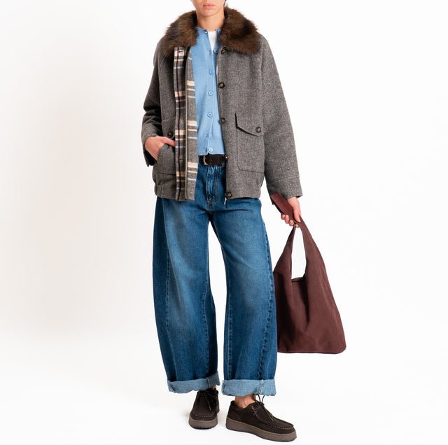 Tensione in-Cardigan 100% LANA SOFT - celeste