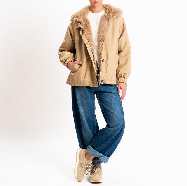 Zeroassoluto-Parka con ecopelliccia - beige