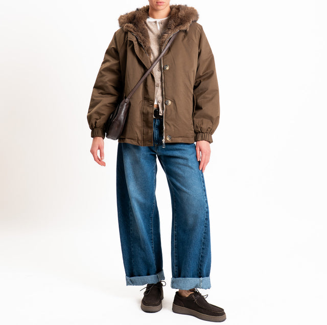 Zeroassoluto-Parka con ecopelliccia - moro