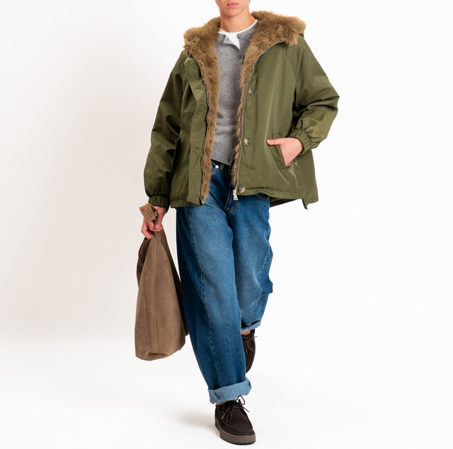 Zeroassoluto-Parka con ecopelliccia - militare
