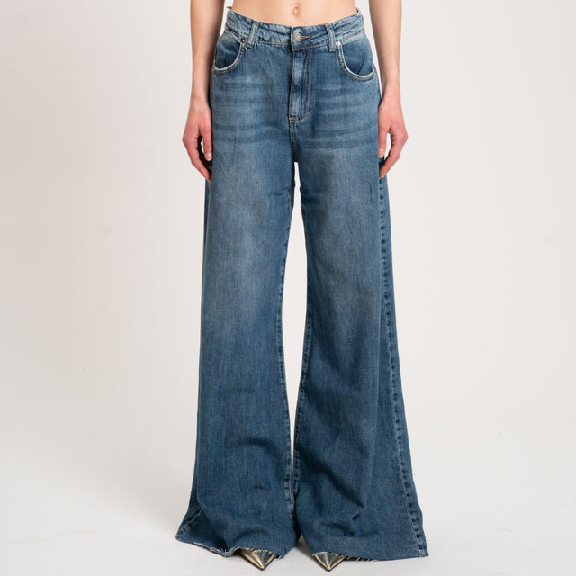 Zeroassoluto-Jeans JAMILA wide leg tela morbida taglio vivo - denim