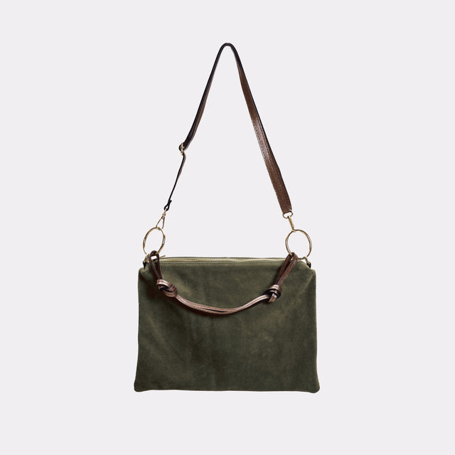 W by Whitemood-Borsa a spalla in pelle scamosciato - militare