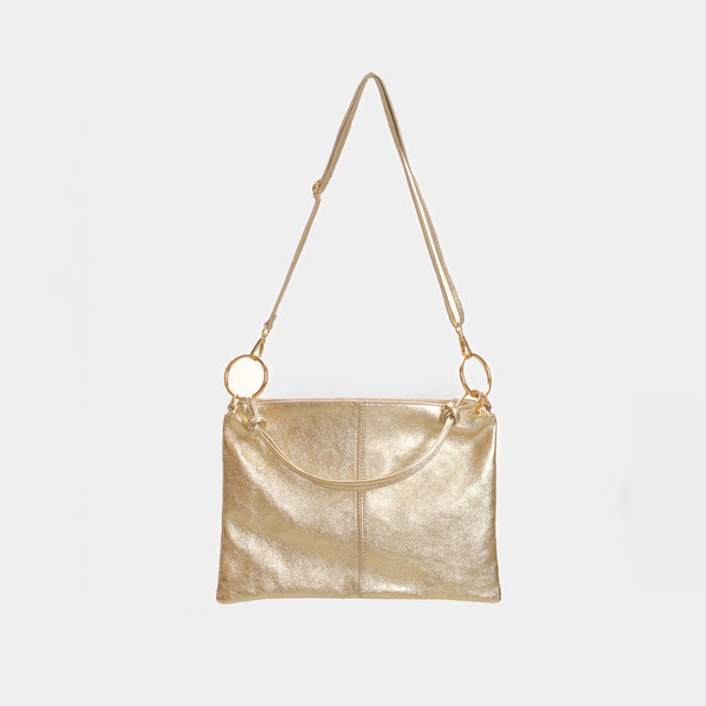 W by Whitemood-Borsa a spalla in pelle laminata - oro