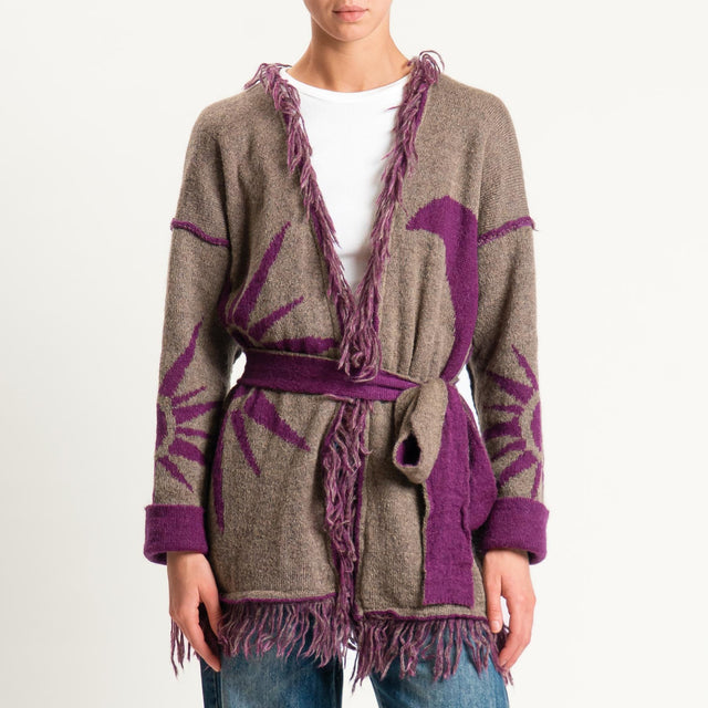 Zeroassoluto-Cardigan mohair fantasia sun DOUBLE FACE - malva/taupe (B)