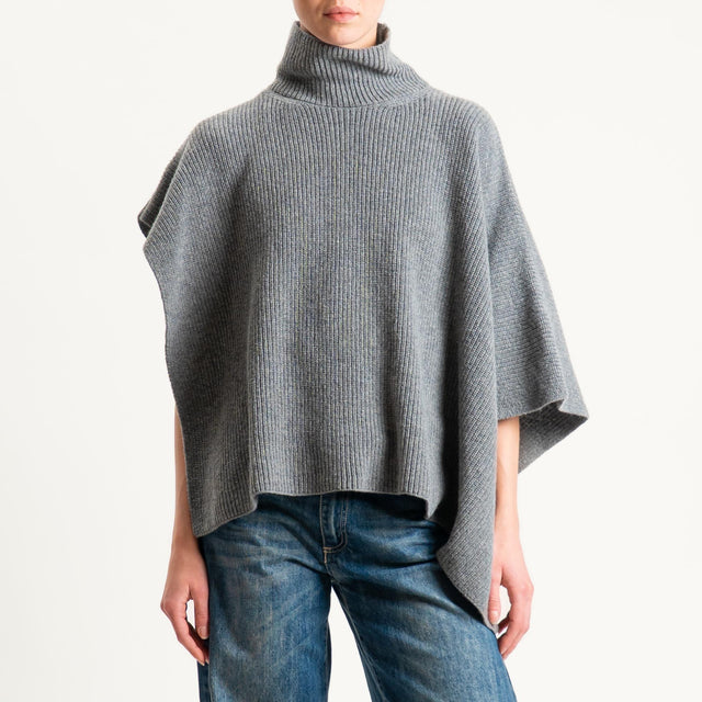 Dixie-Maglia poncho asimmetrica coste inglese - grigio