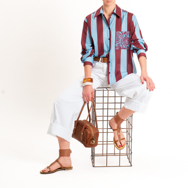 Tensione in-Camicia mussola a righe fantasia - india/celeste