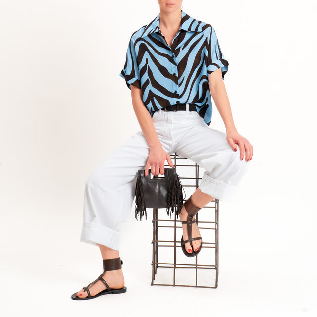 Tensione in-Camicia fantasia mezza manica - moro/celeste
