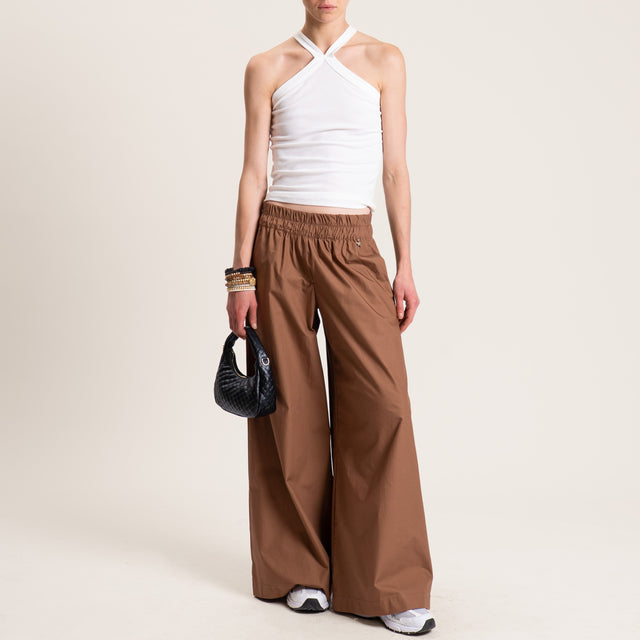 Souvenir-Pantalone popeline wide leg - biscotto