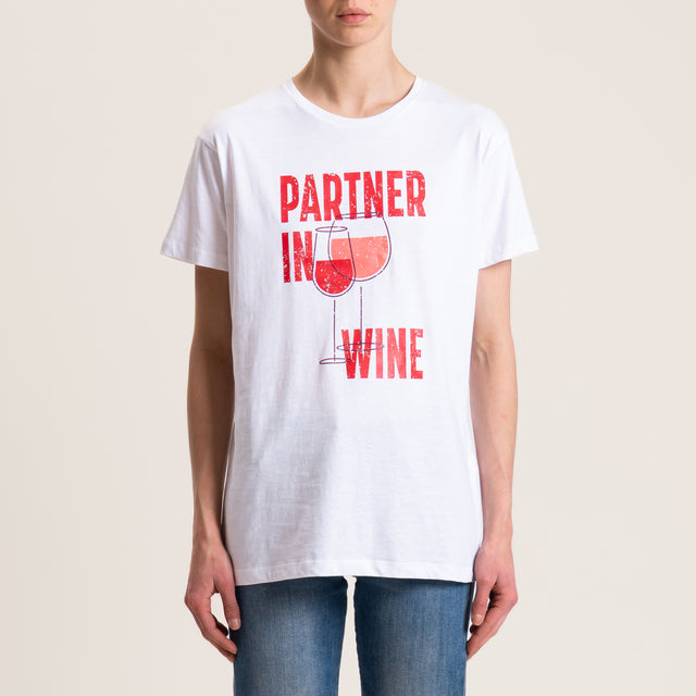 Souvenir-T-shirt "PARTNER IN WINE" - bianco