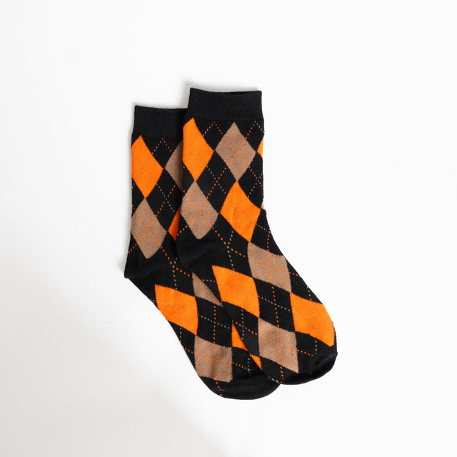 Souvenir-Calzini rombi - nero/arancio