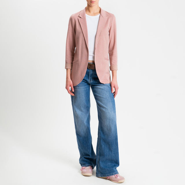 Zeroassoluto-Giacca JIN elasticizzata - fiori lurex cipria/bubble/gold