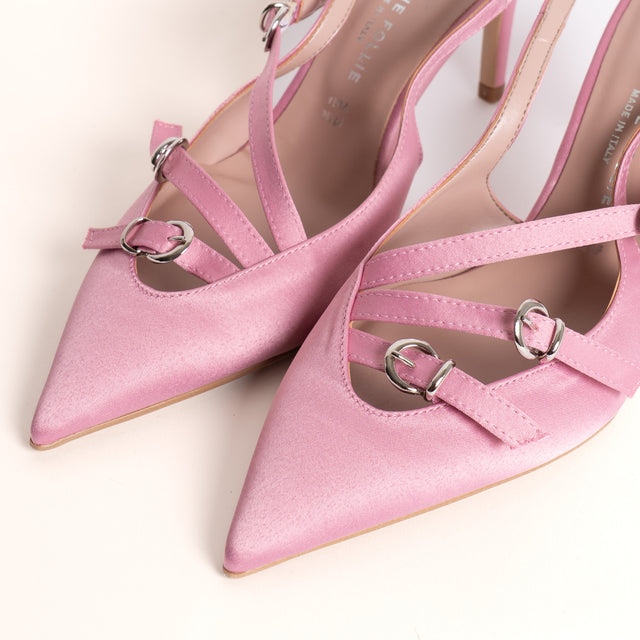 Divine Follie-Slingback raso tre fibbie - rosa